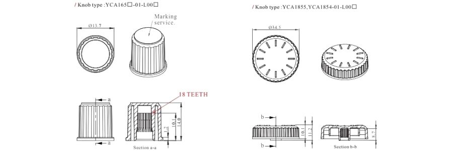Product-SHANPU’s rotary switch knob T18 Knob 18 TEETH_Rotary Switch and ...